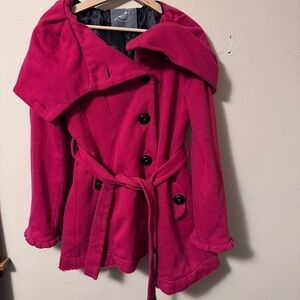 Knitted Dove dark pink jersey knit button up coat Size Large